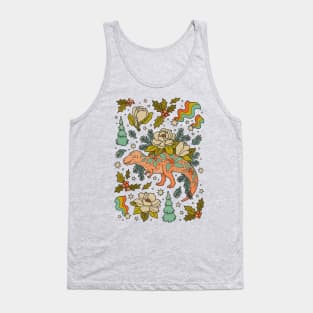 A Cretaceous Christmas: Tyrannosaurus | Holiday Dinosaur | Festive Natural History Art Tank Top